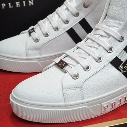 Cheap Philipp Plein PP High Tops Shoes For Men #1028793 Replica Wholesale [$88.00 USD] [ITEM#1028793] on Replica Philipp Plein PP High Tops Shoes