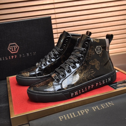 Cheap Philipp Plein PP High Tops Shoes For Men #1028797 Replica Wholesale [$88.00 USD] [ITEM#1028797] on Replica Philipp Plein PP High Tops Shoes