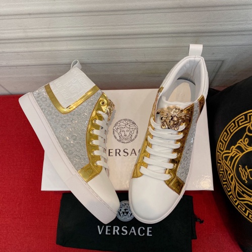 Cheap Versace High Tops Shoes For Men #1031858 Replica Wholesale [$76.00 USD] [ITEM#1031858] on Replica Versace High Tops Shoes
