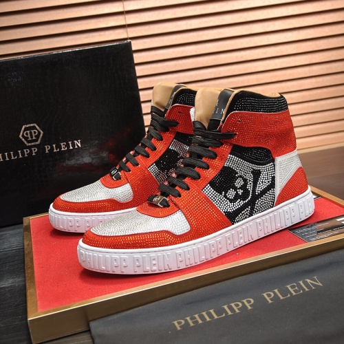 Cheap Philipp Plein PP High Tops Shoes For Men #1042482 Replica Wholesale [$108.00 USD] [ITEM#1042482] on Replica Philipp Plein PP High Tops Shoes