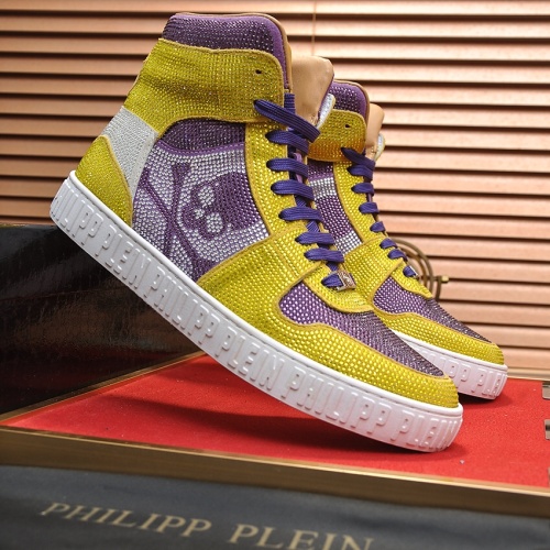 Cheap Philipp Plein PP High Tops Shoes For Men #1042484 Replica Wholesale [$108.00 USD] [ITEM#1042484] on Replica Philipp Plein PP High Tops Shoes