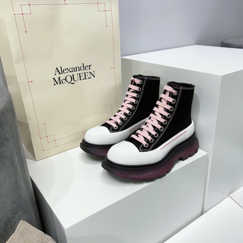 Cheap Alexander McQueen High Tops Shoes For Women #1042976 Replica Wholesale [$112.00 USD] [ITEM#1042976] on Replica Alexander McQueen High Tops Shoes
