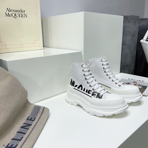 Cheap Alexander McQueen High Tops Shoes For Women #1042980 Replica Wholesale [$115.00 USD] [ITEM#1042980] on Replica Alexander McQueen High Tops Shoes