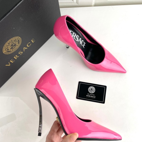Cheap Versace High-Heeled Shoes For Women #1043728 Replica Wholesale [$130.00 USD] [ITEM#1043728] on Replica Versace High-Heeled Shoes