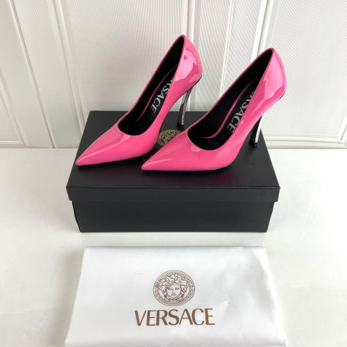 Cheap Versace High-Heeled Shoes For Women #1043728 Replica Wholesale [$130.00 USD] [ITEM#1043728] on Replica Versace High-Heeled Shoes