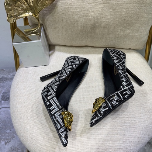 Cheap Versace High-Heeled Shoes For Women #1051106 Replica Wholesale [$132.00 USD] [ITEM#1051106] on Replica Versace High-Heeled Shoes