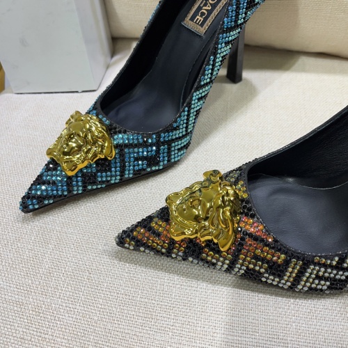 Cheap Versace High-Heeled Shoes For Women #1051107 Replica Wholesale [$132.00 USD] [ITEM#1051107] on Replica Versace High-Heeled Shoes