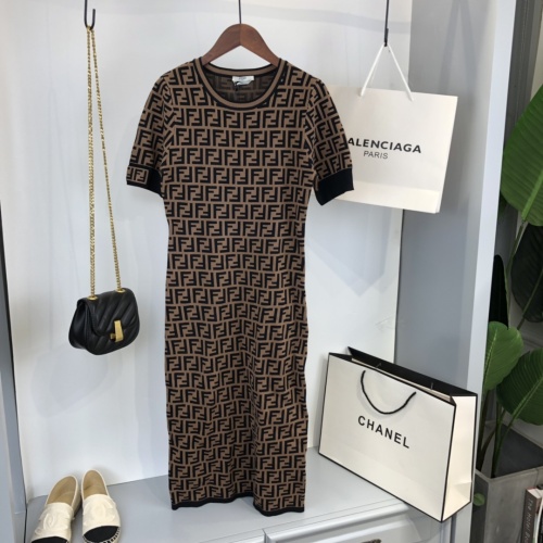 Cheap Fendi Dresses Short Sleeved For Women #1067378 Replica Wholesale [$96.00 USD] [ITEM#1067378] on Replica Fendi Dresses