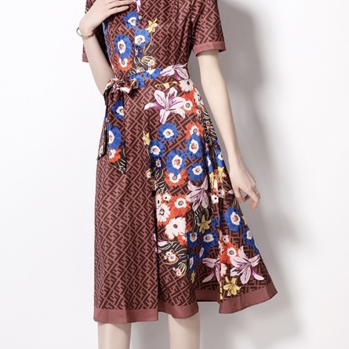 Cheap Fendi Dresses Short Sleeved For Women #1078261 Replica Wholesale [$60.00 USD] [ITEM#1078261] on Replica Fendi Dresses