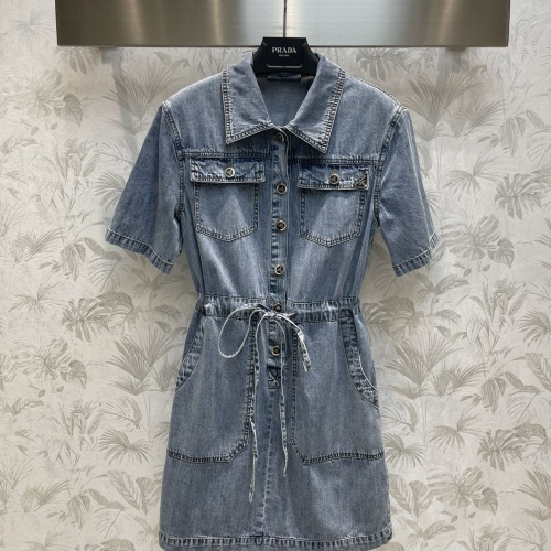 Cheap Prada Dresses Short Sleeved For Women #1090403 Replica Wholesale [$102.00 USD] [ITEM#1090403] on Replica Prada Dresses
