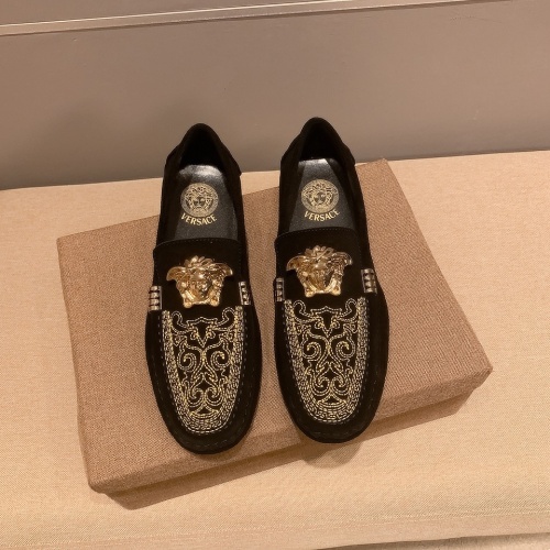 Cheap Versace Leather Shoes For Men #1125711 Replica Wholesale [$72.00 USD] [ITEM#1125711] on Replica Versace Leather Shoes