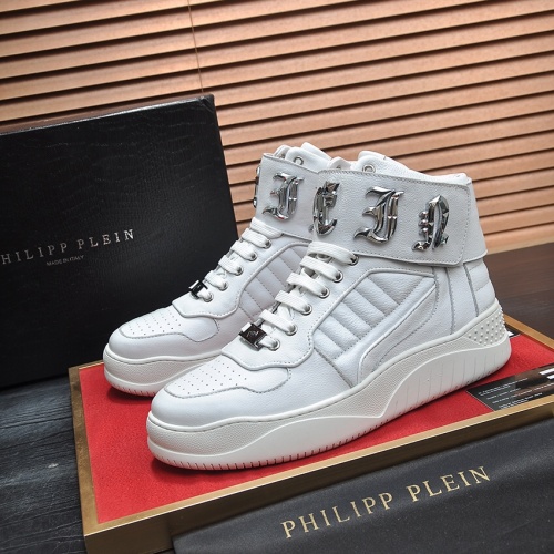 Cheap Philipp Plein PP High Tops Shoes For Men #1134066 Replica Wholesale [$130.00 USD] [ITEM#1134066] on Replica Philipp Plein PP High Tops Shoes