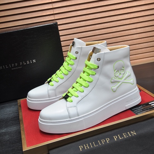 Cheap Philipp Plein PP High Tops Shoes For Men #1134100 Replica Wholesale [$118.00 USD] [ITEM#1134100] on Replica Philipp Plein PP High Tops Shoes