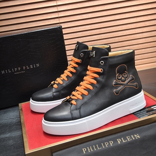 Cheap Philipp Plein PP High Tops Shoes For Men #1134101 Replica Wholesale [$118.00 USD] [ITEM#1134101] on Replica Philipp Plein PP High Tops Shoes