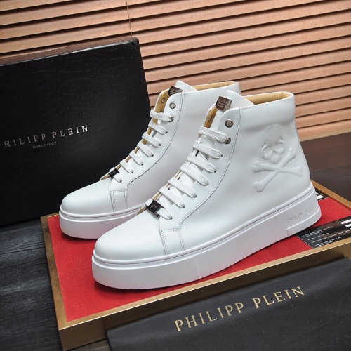 Cheap Philipp Plein PP High Tops Shoes For Men #1134102 Replica Wholesale [$118.00 USD] [ITEM#1134102] on Replica Philipp Plein PP High Tops Shoes
