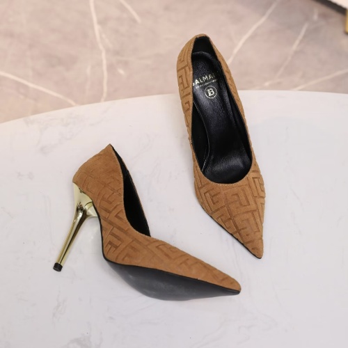 Cheap Balmain High-Heeled Shoes For Women #1140143 Replica Wholesale [$82.00 USD] [ITEM#1140143] on Replica Balmain High-Heeled Shoes