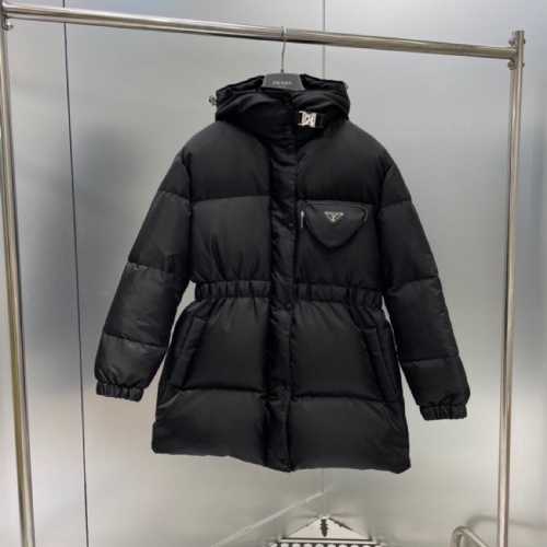 Cheap Prada Down Feather Coat Long Sleeved For Women #1141349 Replica Wholesale [$160.00 USD] [ITEM#1141349] on Replica Prada Down Feather Coat