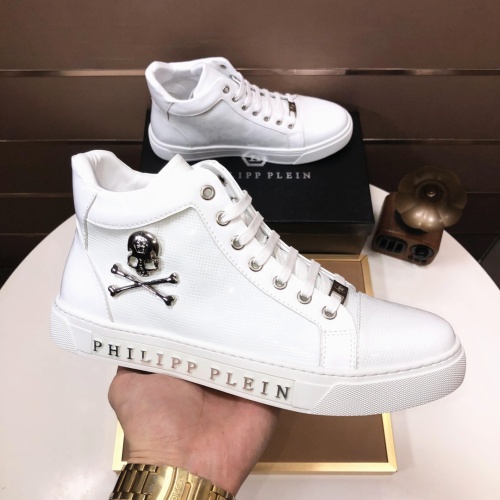 Cheap Philipp Plein PP High Tops Shoes For Men #1148172 Replica Wholesale [$88.00 USD] [ITEM#1148172] on Replica Philipp Plein PP High Tops Shoes
