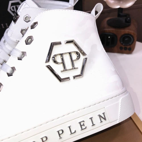 Cheap Philipp Plein PP High Tops Shoes For Men #1148188 Replica Wholesale [$88.00 USD] [ITEM#1148188] on Replica Philipp Plein PP High Tops Shoes