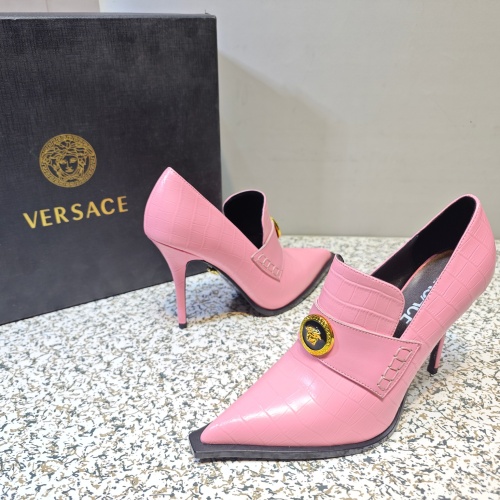 Cheap Versace High-Heeled Shoes For Women #1150191 Replica Wholesale [$130.00 USD] [ITEM#1150191] on Replica Versace High-Heeled Shoes