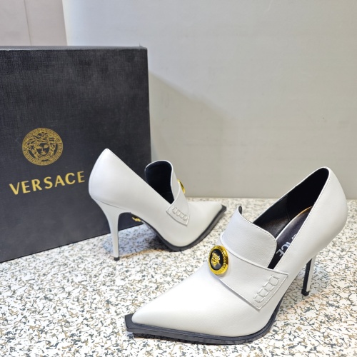 Cheap Versace High-Heeled Shoes For Women #1150195 Replica Wholesale [$130.00 USD] [ITEM#1150195] on Replica Versace High-Heeled Shoes