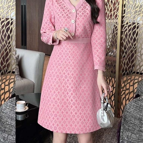 Cheap Louis Vuitton LV Dresses Long Sleeved For Women #1152142 Replica Wholesale [$92.00 USD] [ITEM#1152142] on Replica Louis Vuitton LV Dresses