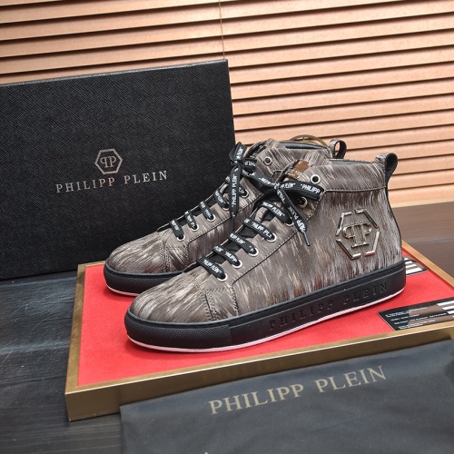 Cheap Philipp Plein PP High Tops Shoes For Men #1156210 Replica Wholesale [$88.00 USD] [ITEM#1156210] on Replica Philipp Plein PP High Tops Shoes