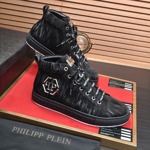 Cheap Philipp Plein PP High Tops Shoes For Men #1156211 Replica Wholesale [$88.00 USD] [ITEM#1156211] on Replica Philipp Plein PP High Tops Shoes