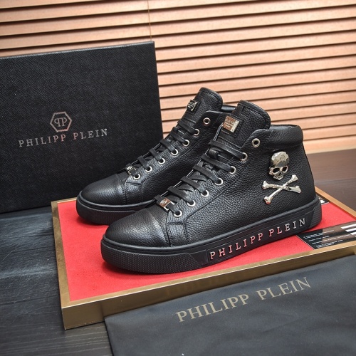 Cheap Philipp Plein PP High Tops Shoes For Men #1156214 Replica Wholesale [$88.00 USD] [ITEM#1156214] on Replica Philipp Plein PP High Tops Shoes