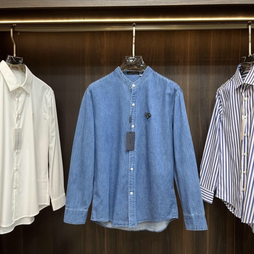 Cheap Prada Shirts Long Sleeved For Men #1160895 Replica Wholesale [$88.00 USD] [ITEM#1160895] on Replica Prada Shirts