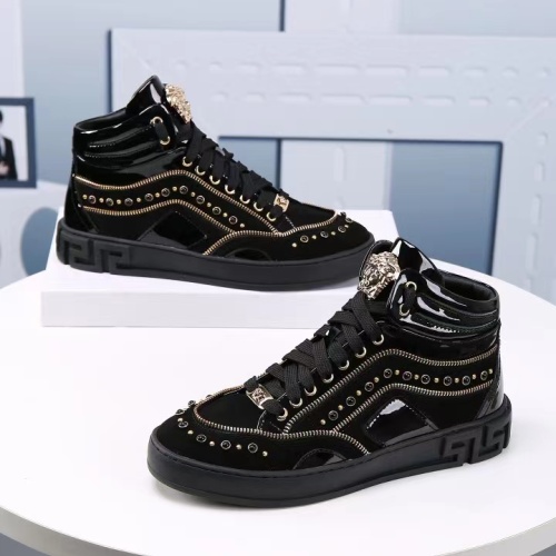 Cheap Versace High Tops Shoes For Men #1163740 Replica Wholesale [$82.00 USD] [ITEM#1163740] on Replica Versace High Tops Shoes