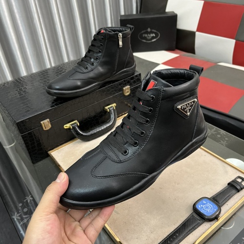 Cheap Prada High Top Shoes For Men #1172513 Replica Wholesale [$85.00 USD] [ITEM#1172513] on Replica Prada High Top Shoes