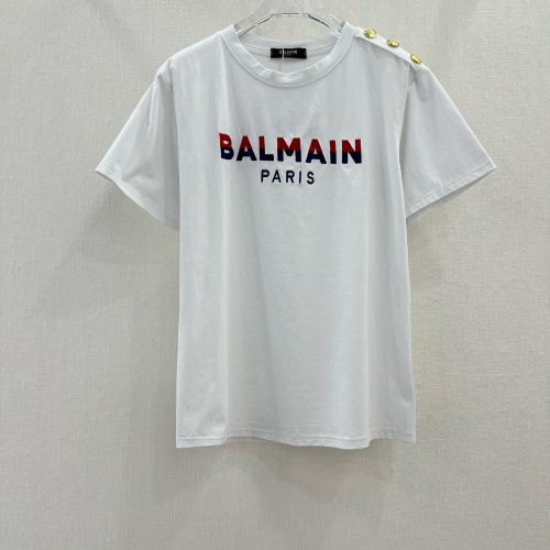 Cheap Balmain T-Shirts Short Sleeved For Women #1178137 Replica Wholesale [$68.00 USD] [ITEM#1178137] on Replica Balmain T-Shirts