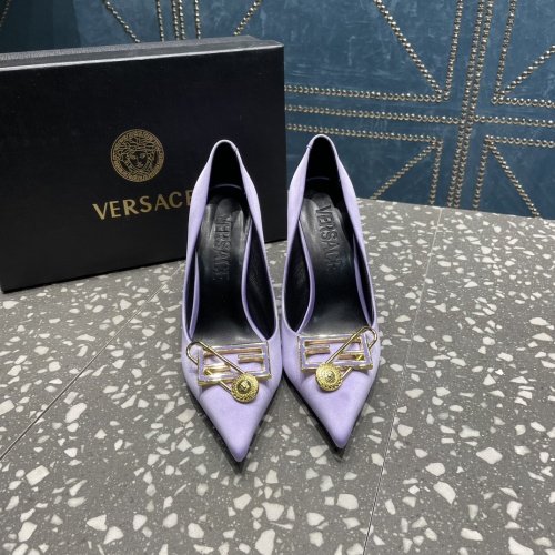 Cheap Versace High-Heeled Shoes For Women #1185594 Replica Wholesale [$115.00 USD] [ITEM#1185594] on Replica Versace High-Heeled Shoes