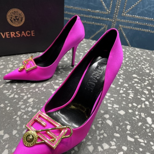 Cheap Versace High-Heeled Shoes For Women #1185597 Replica Wholesale [$115.00 USD] [ITEM#1185597] on Replica Versace High-Heeled Shoes