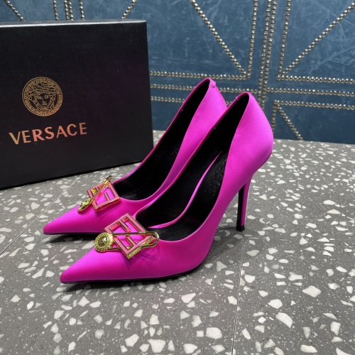 Cheap Versace High-Heeled Shoes For Women #1185597 Replica Wholesale [$115.00 USD] [ITEM#1185597] on Replica Versace High-Heeled Shoes