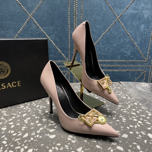 Cheap Versace High-Heeled Shoes For Women #1185603 Replica Wholesale [$115.00 USD] [ITEM#1185603] on Replica Versace High-Heeled Shoes