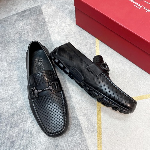 Cheap Salvatore Ferragamo Leather Shoes For Men #1186542 Replica Wholesale [$88.00 USD] [ITEM#1186542] on Replica Salvatore Ferragamo Leather Shoes
