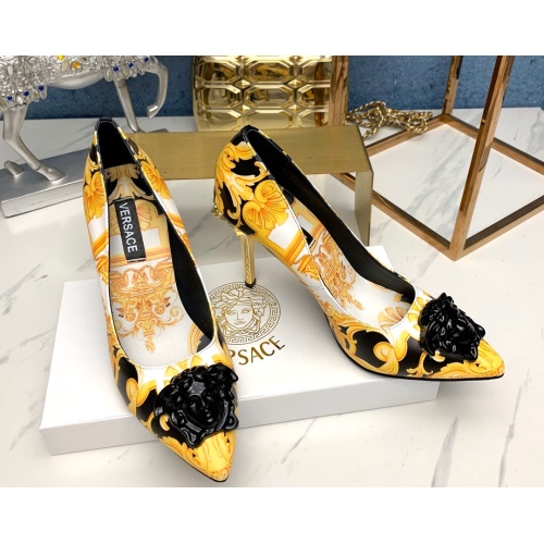Cheap Versace High-Heeled Shoes For Women #1187400 Replica Wholesale [$82.00 USD] [ITEM#1187400] on Replica Versace High-Heeled Shoes