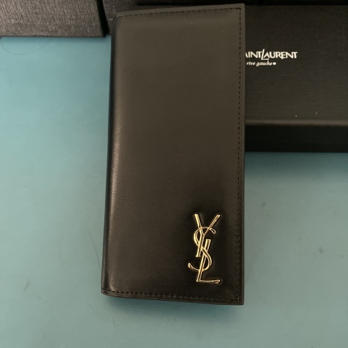 Cheap Yves Saint Laurent YSL Man Wallets In Gold #1211784 Replica Wholesale [$45.00 USD] [ITEM#1211784] on Replica Yves Saint Laurent YSL AAA Man Wallets