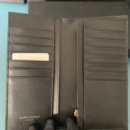 Cheap Yves Saint Laurent YSL Man Wallets In Gold #1211784 Replica Wholesale [$45.00 USD] [ITEM#1211784] on Replica Yves Saint Laurent YSL AAA Man Wallets