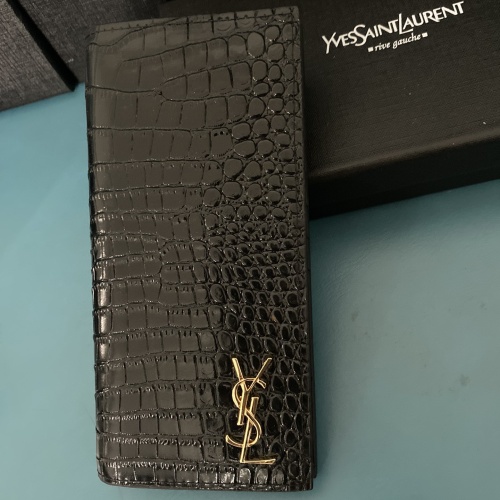 Cheap Yves Saint Laurent YSL Man Wallets In Gold #1211786 Replica Wholesale [$45.00 USD] [ITEM#1211786] on Replica Yves Saint Laurent YSL AAA Man Wallets