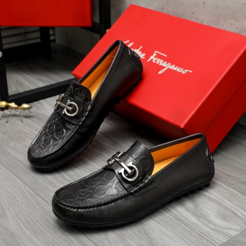 Cheap Salvatore Ferragamo Leather Shoes For Men #1221233 Replica Wholesale [$76.00 USD] [ITEM#1221233] on Replica Salvatore Ferragamo Leather Shoes