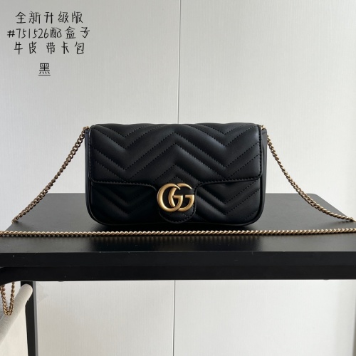 Cheap Gucci GG Marmont Super Mini Bag Black Chevron Leather For Women #1225001 Replica Wholesale [$80.00 USD] [ITEM#1225001] on Replica Gucci AAA Quality Messenger Bags