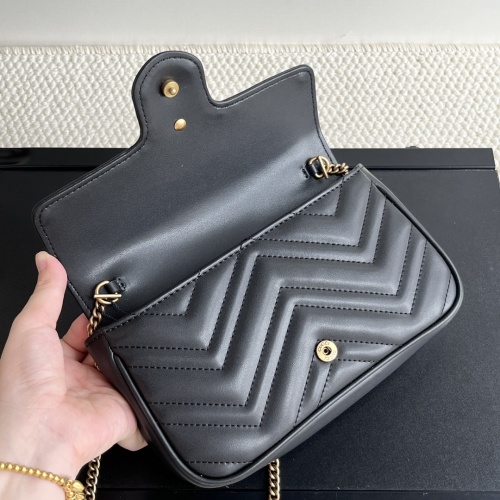 Cheap Gucci GG Marmont Super Mini Bag Black Chevron Leather For Women #1225001 Replica Wholesale [$80.00 USD] [ITEM#1225001] on Replica Gucci AAA Quality Messenger Bags