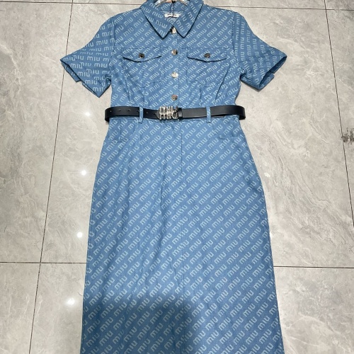 Cheap MIU MIU Dresses Short Sleeved For Women #1228706 Replica Wholesale [$98.00 USD] [ITEM#1228706] on Replica MIU MIU Dresses