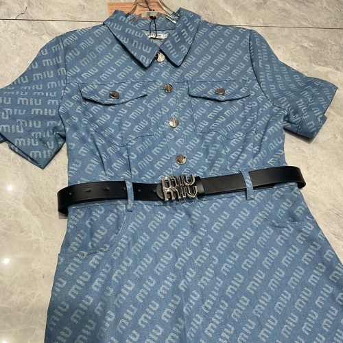 Cheap MIU MIU Dresses Short Sleeved For Women #1228706 Replica Wholesale [$98.00 USD] [ITEM#1228706] on Replica MIU MIU Dresses