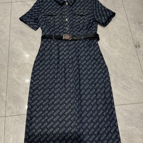 Cheap MIU MIU Dresses Short Sleeved For Women #1228708 Replica Wholesale [$98.00 USD] [ITEM#1228708] on Replica MIU MIU Dresses