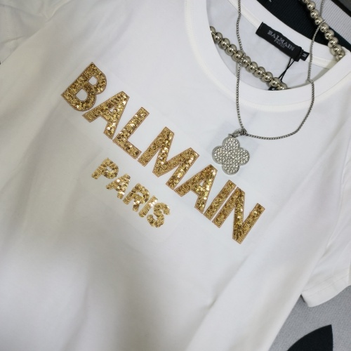 Cheap Balmain T-Shirts Short Sleeved For Women #1231027 Replica Wholesale [$32.00 USD] [ITEM#1231027] on Replica Balmain T-Shirts