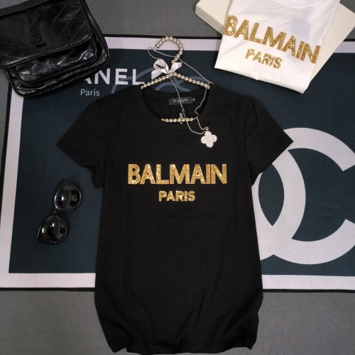 Cheap Balmain T-Shirts Short Sleeved For Women #1231028 Replica Wholesale [$32.00 USD] [ITEM#1231028] on Replica Balmain T-Shirts